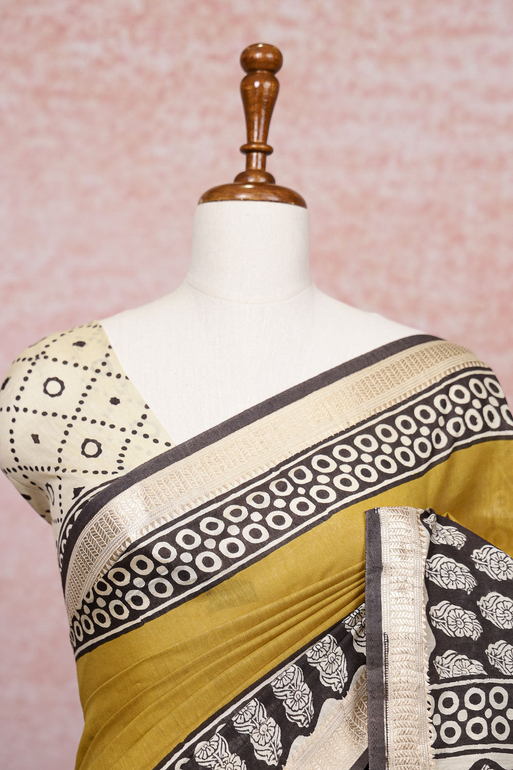 Mustard Yellow Semi Tussar Saree