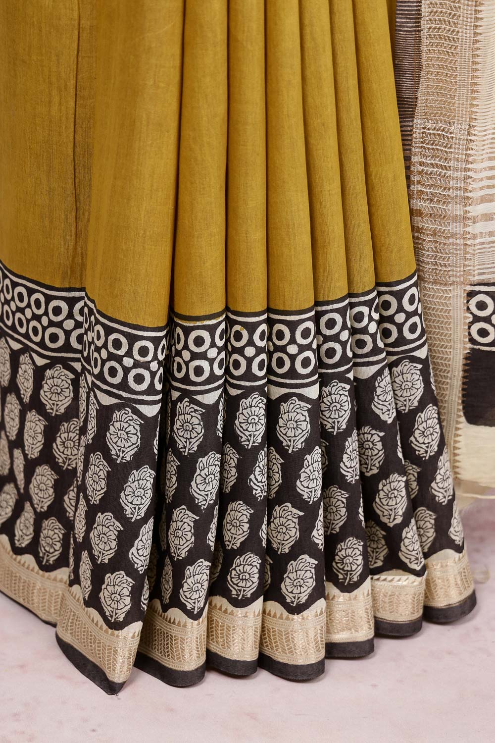 Mustard Yellow Semi Tussar Saree