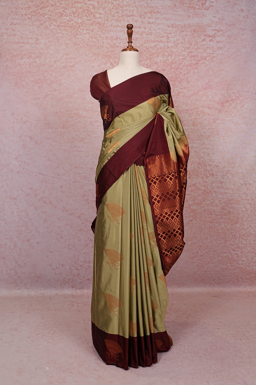 Sage Green Semi Silk Saree