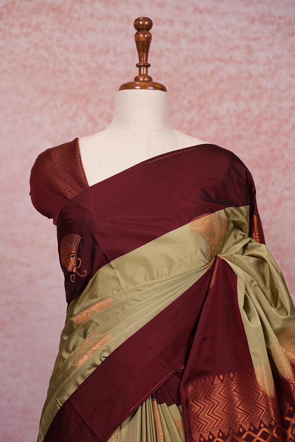 Sage Green Semi Silk Saree