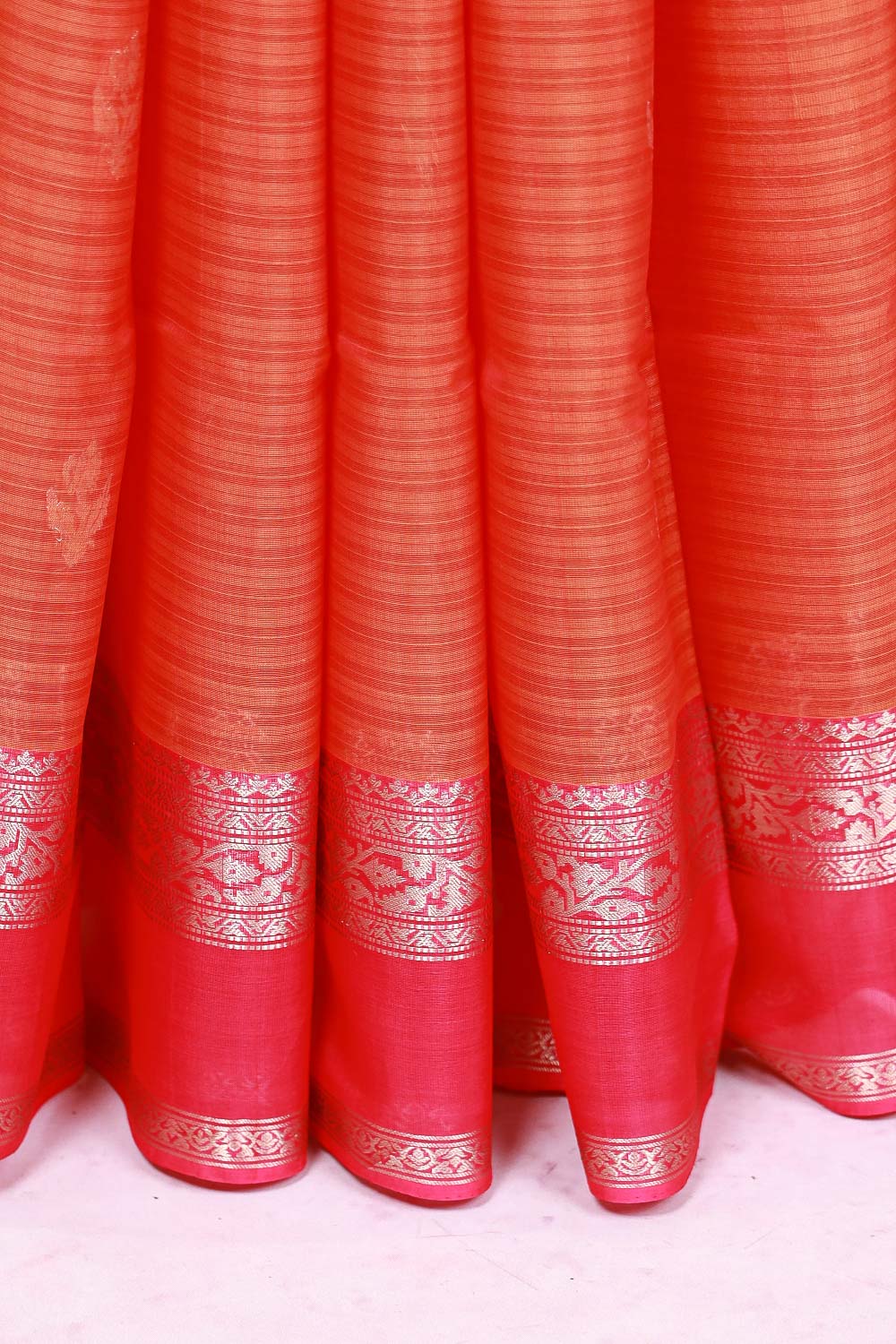 Burnt Orange Cotton Silk Saree