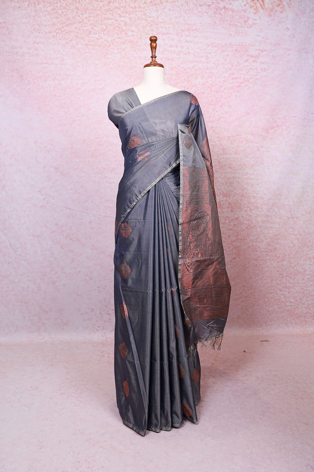 Ash Cotton Silk Saree