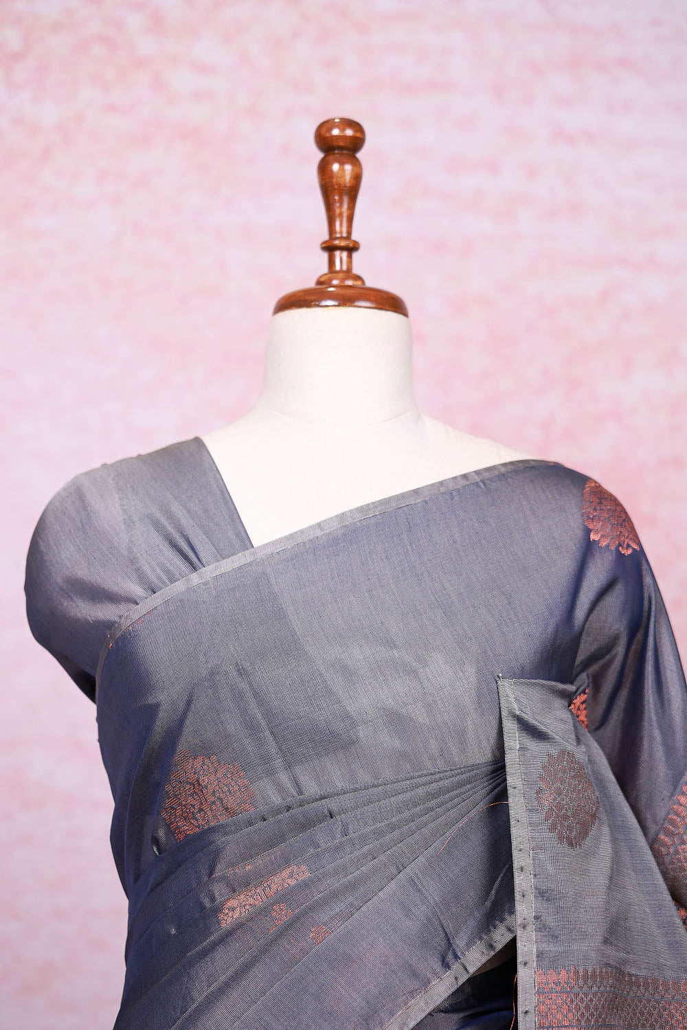 Ash Cotton Silk Saree