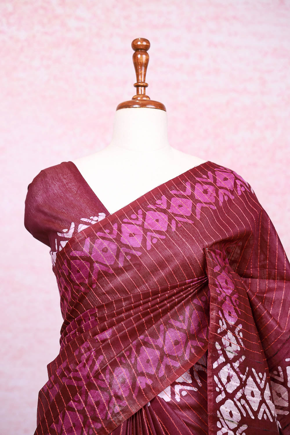 Wine Cotton Saree