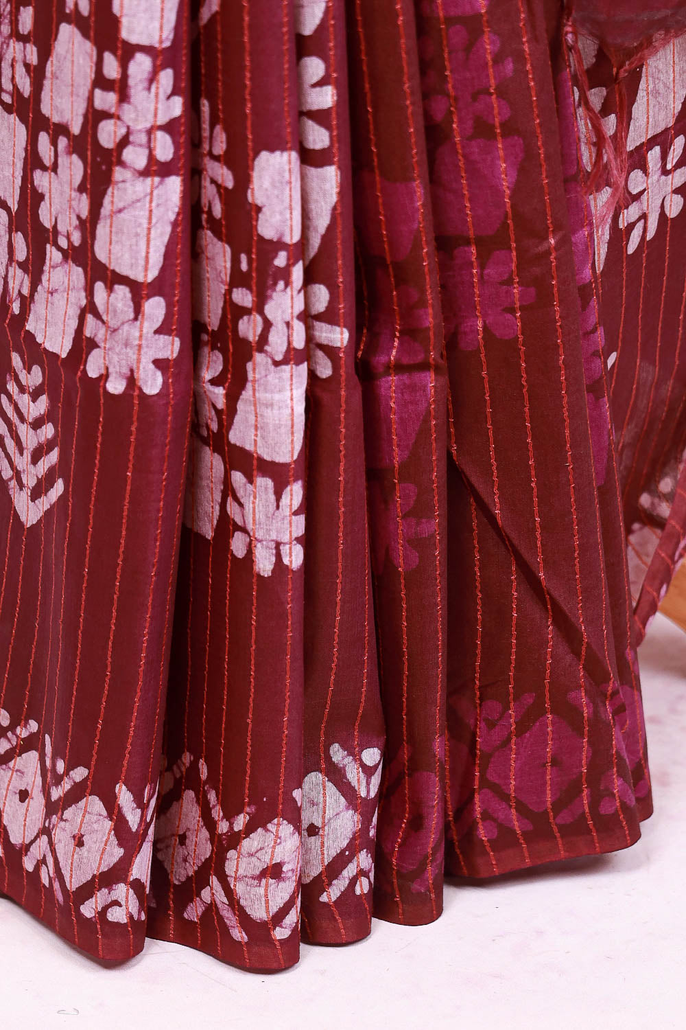 Wine Cotton Saree