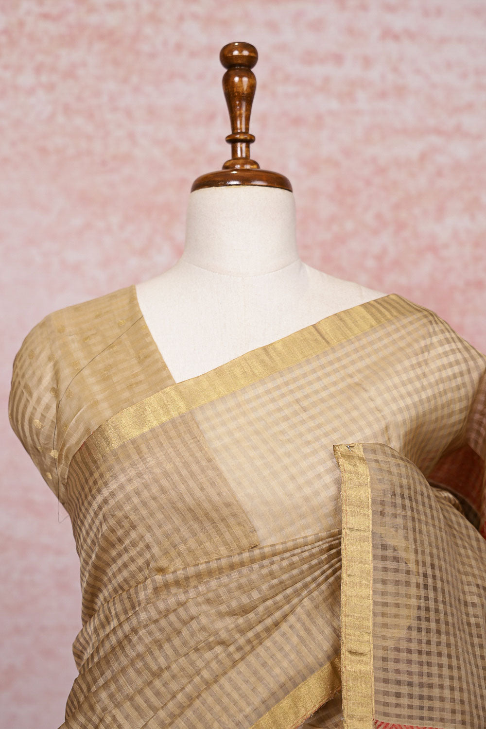 Dark Cream Cotton Silk Saree