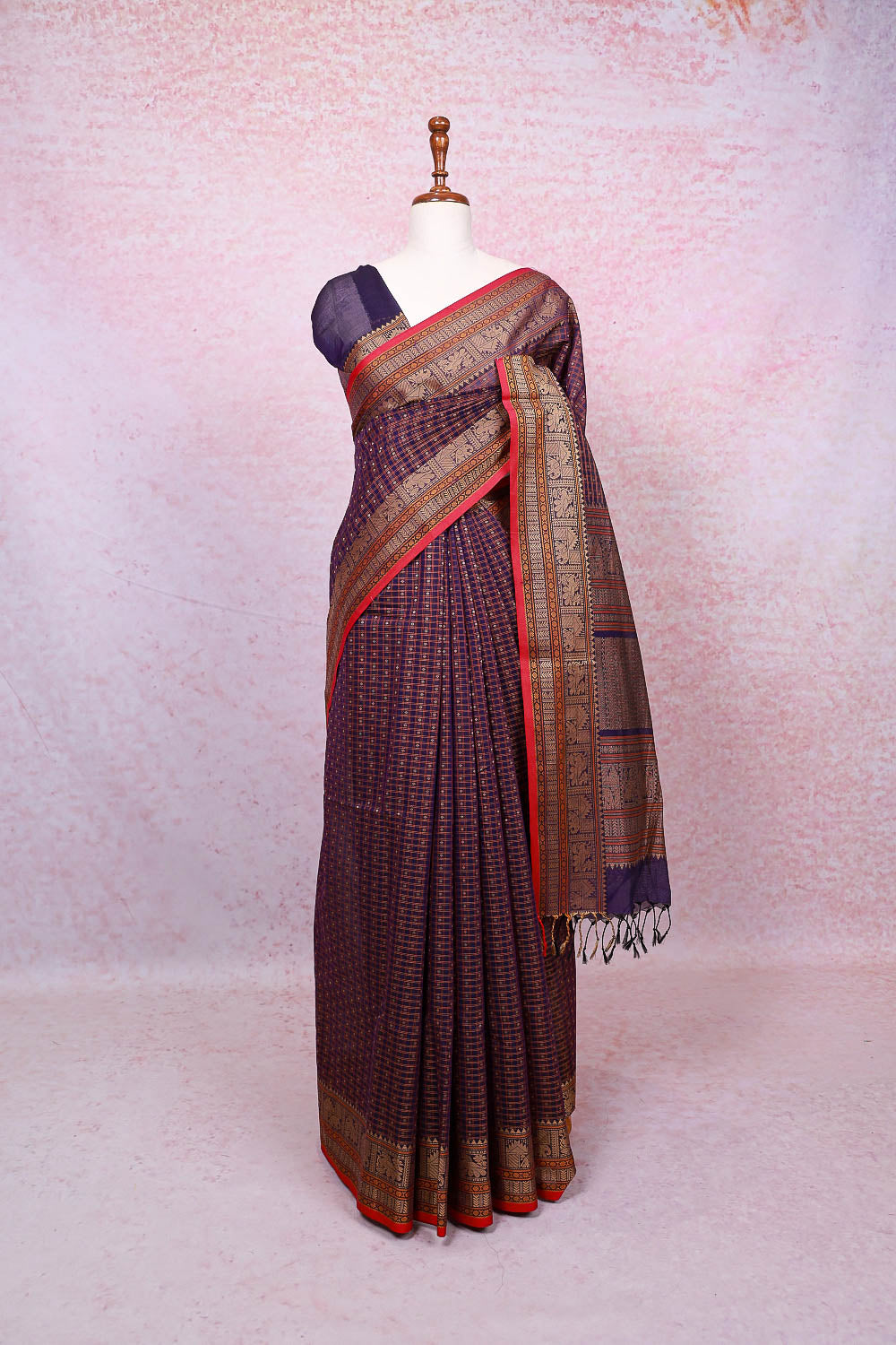 Violet Cotton Saree - Seematti