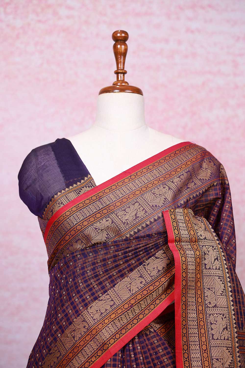 Violet Cotton Saree - Seematti