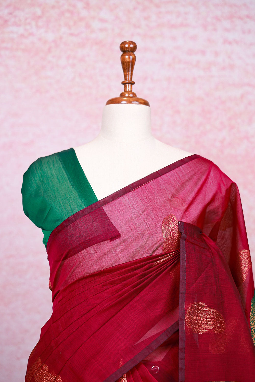 Wine Cotton Silk Saree