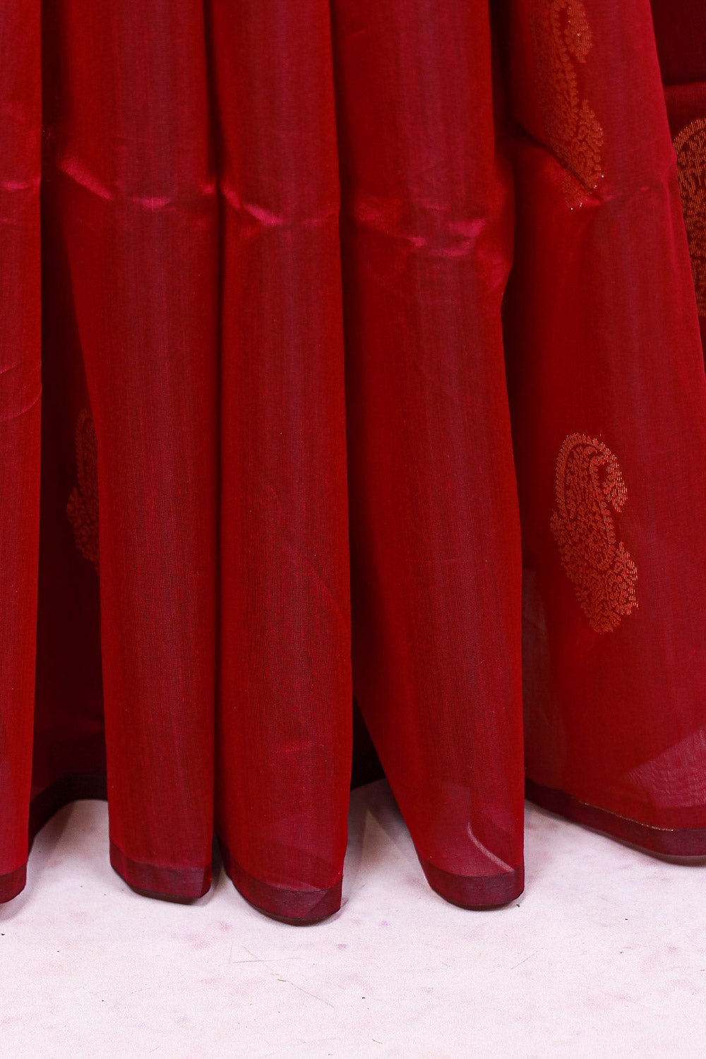 Wine Cotton Silk Saree