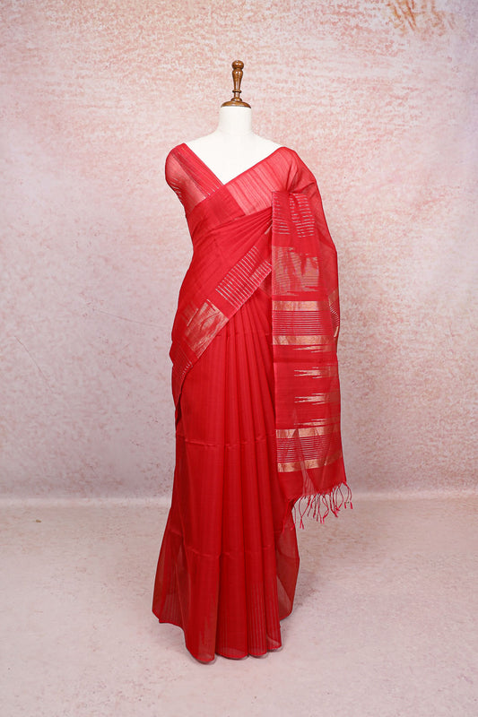 Red Cotton Silk Saree