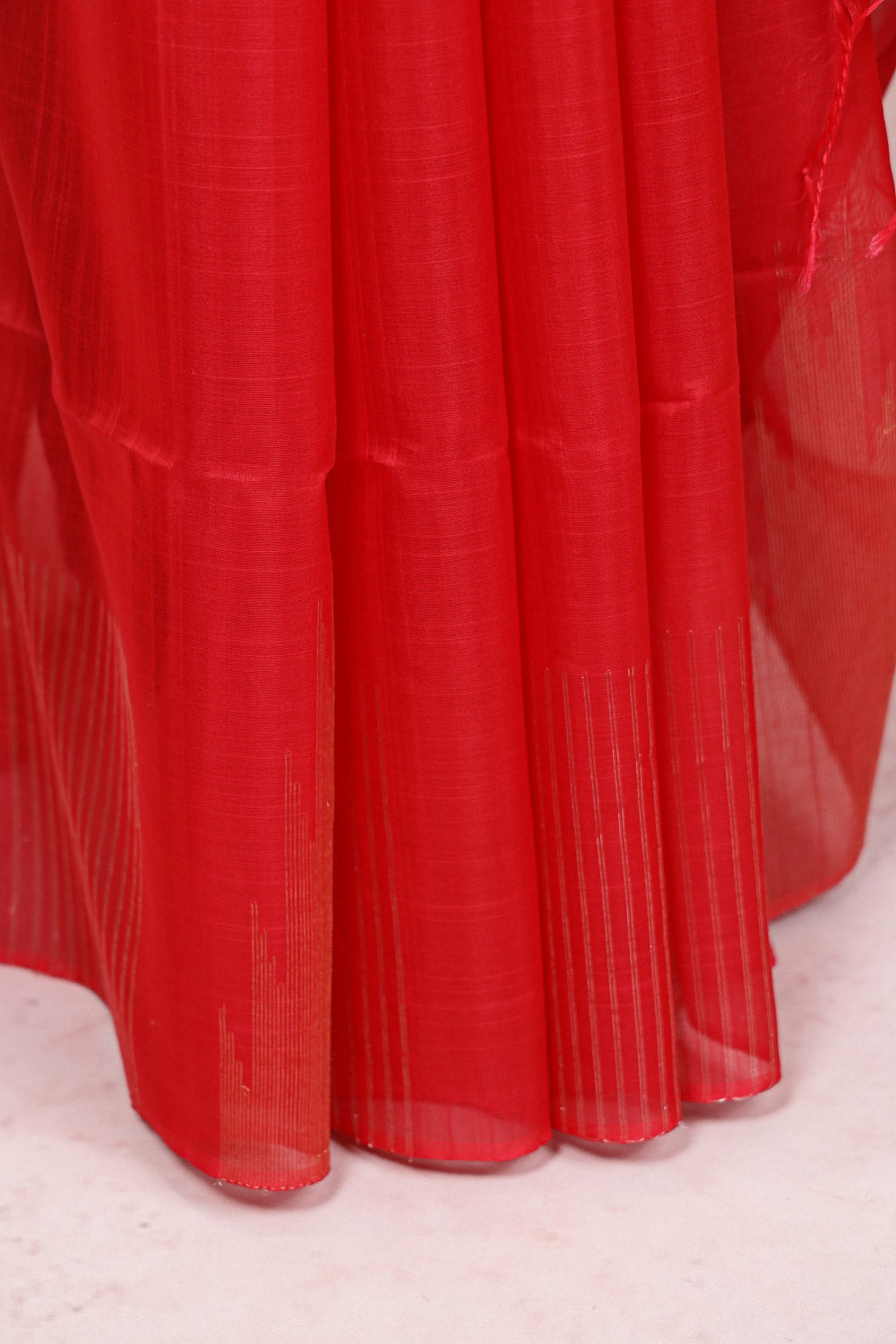 Red Cotton Silk Saree