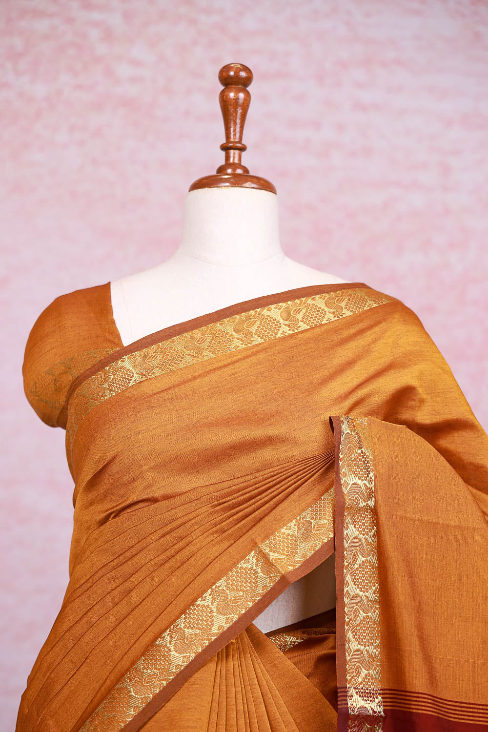 Deep Amber Cotton Silk Saree