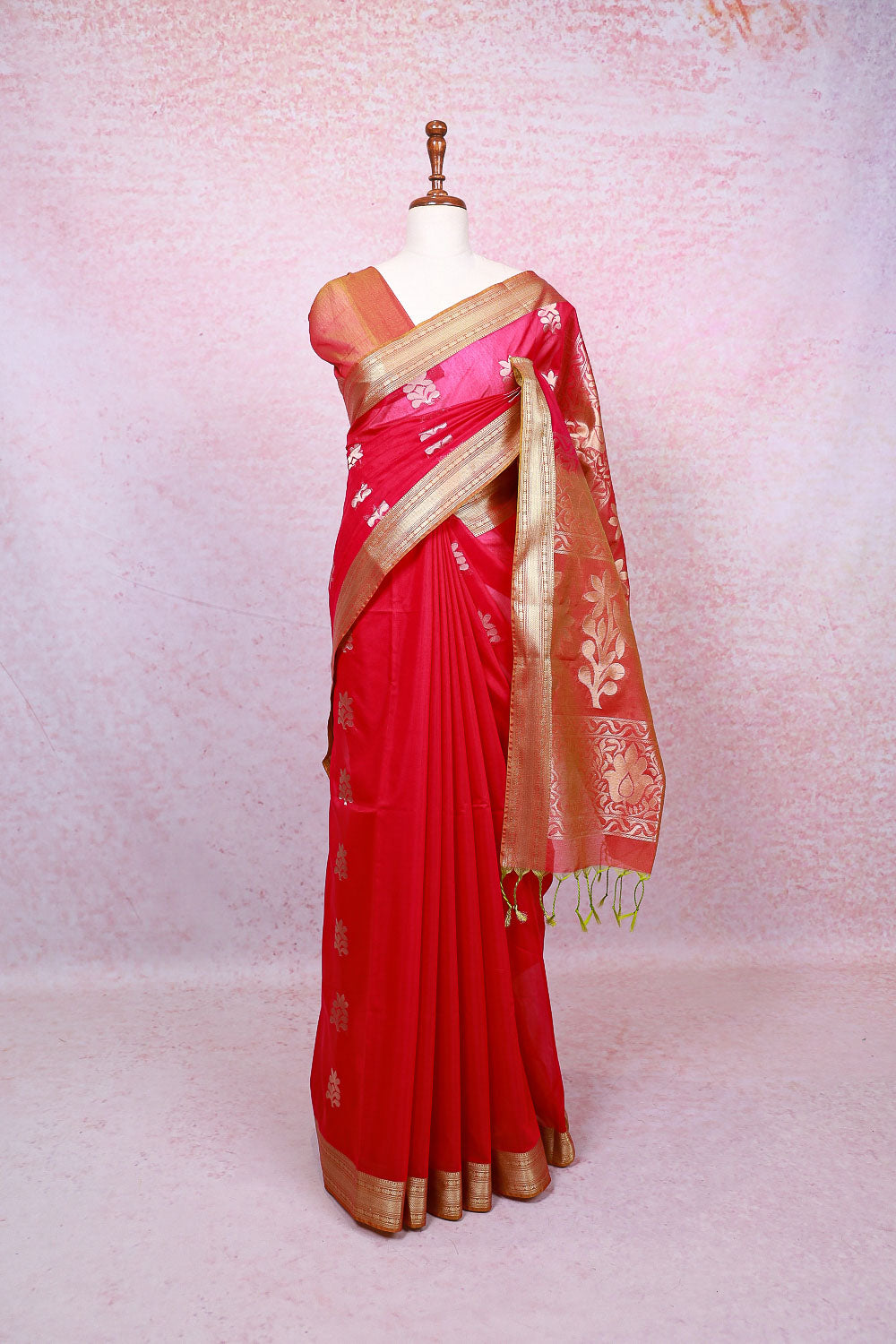 Dark Pink Cotton Silk Saree - Seematti