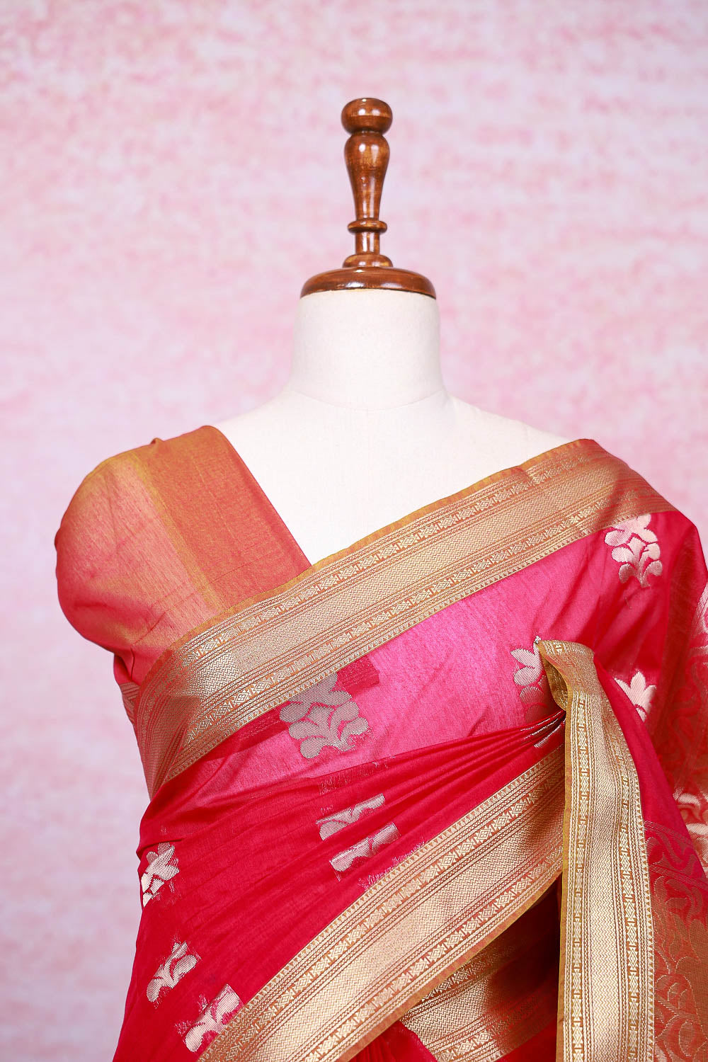 Dark Pink Cotton Silk Saree - Seematti