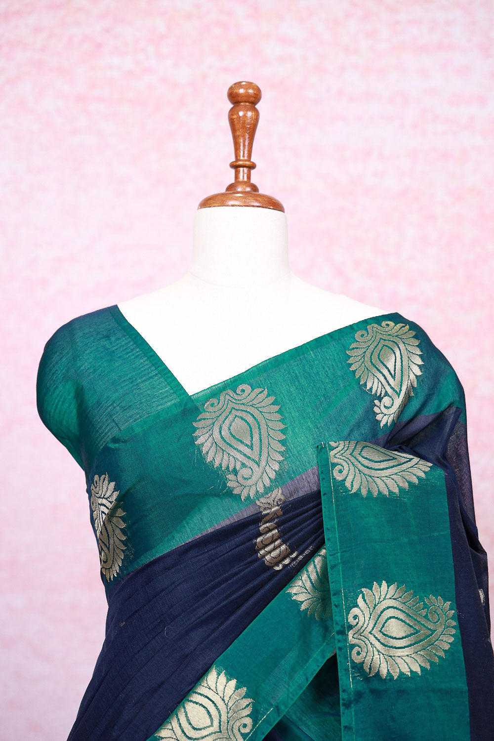 Navy Blue Cotton Silk Saree