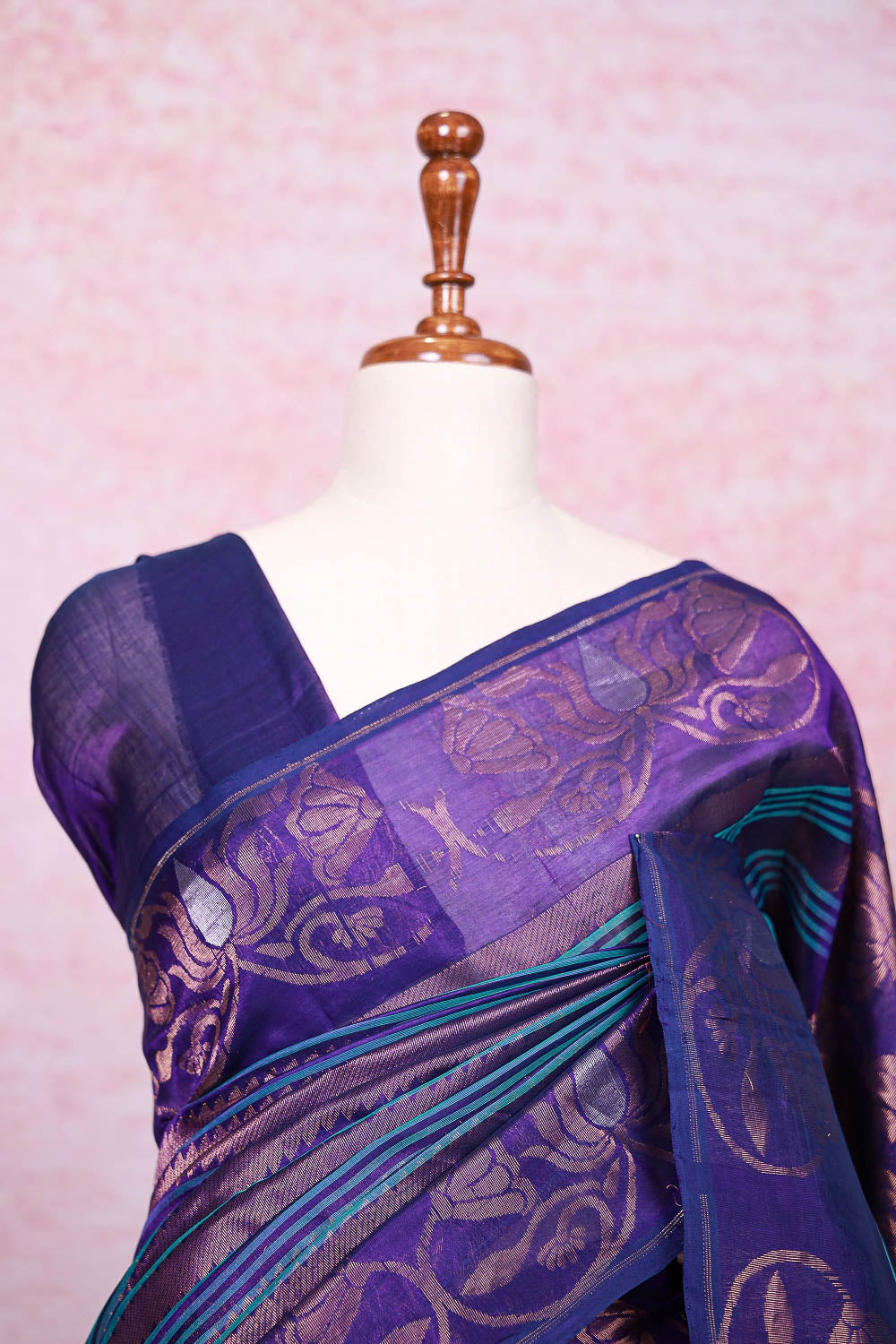 Blue Cotton Silk Saree