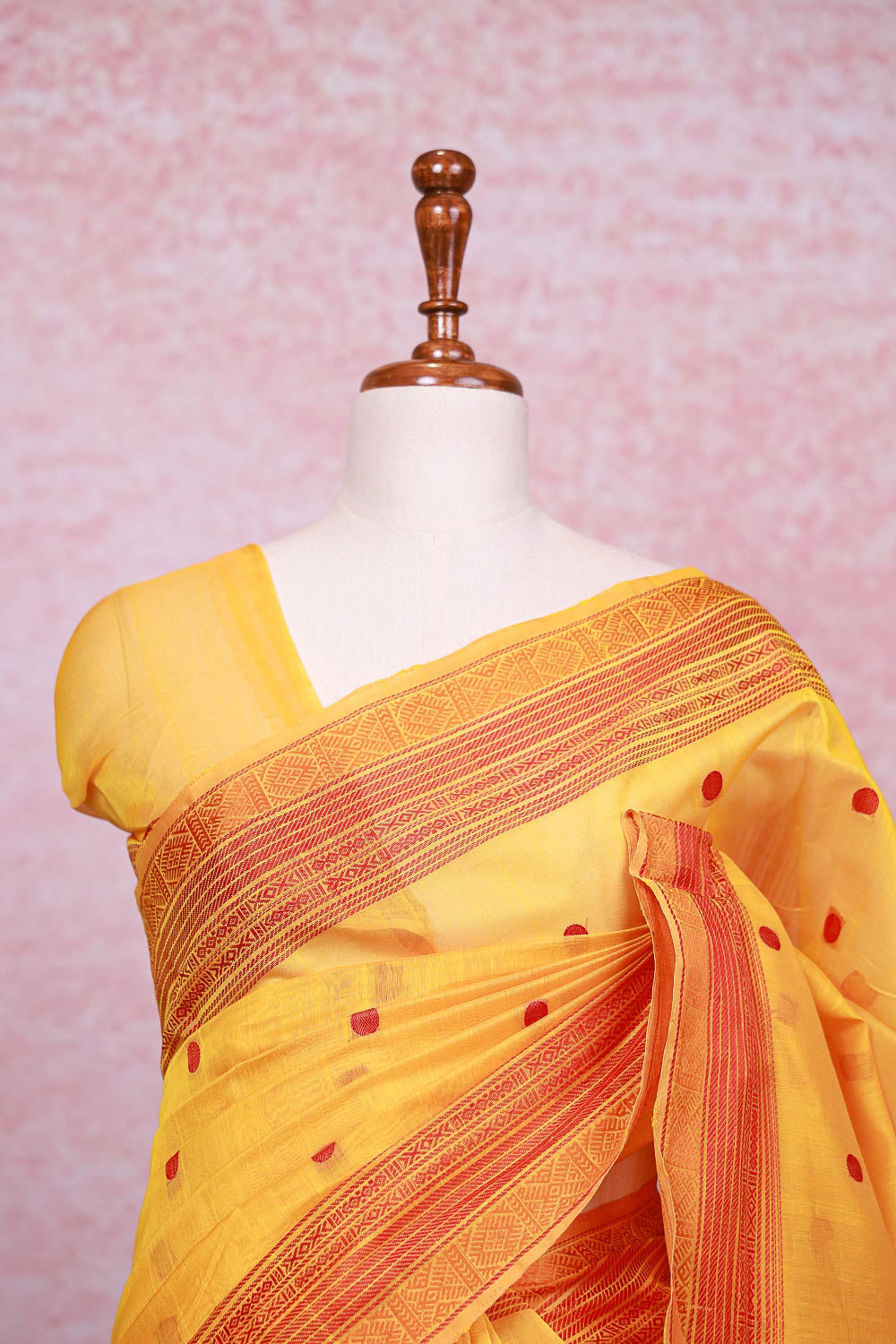 Mango Yellow Cotton Silk Saree