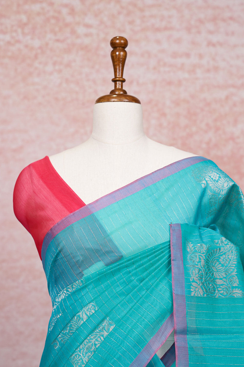 Sapphire Green Cotton Silk Saree