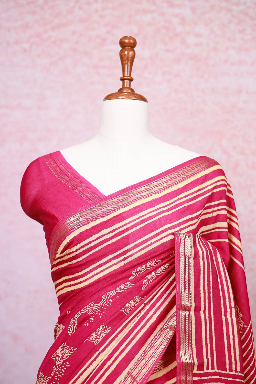 Magenta Semi Chanderi Saree