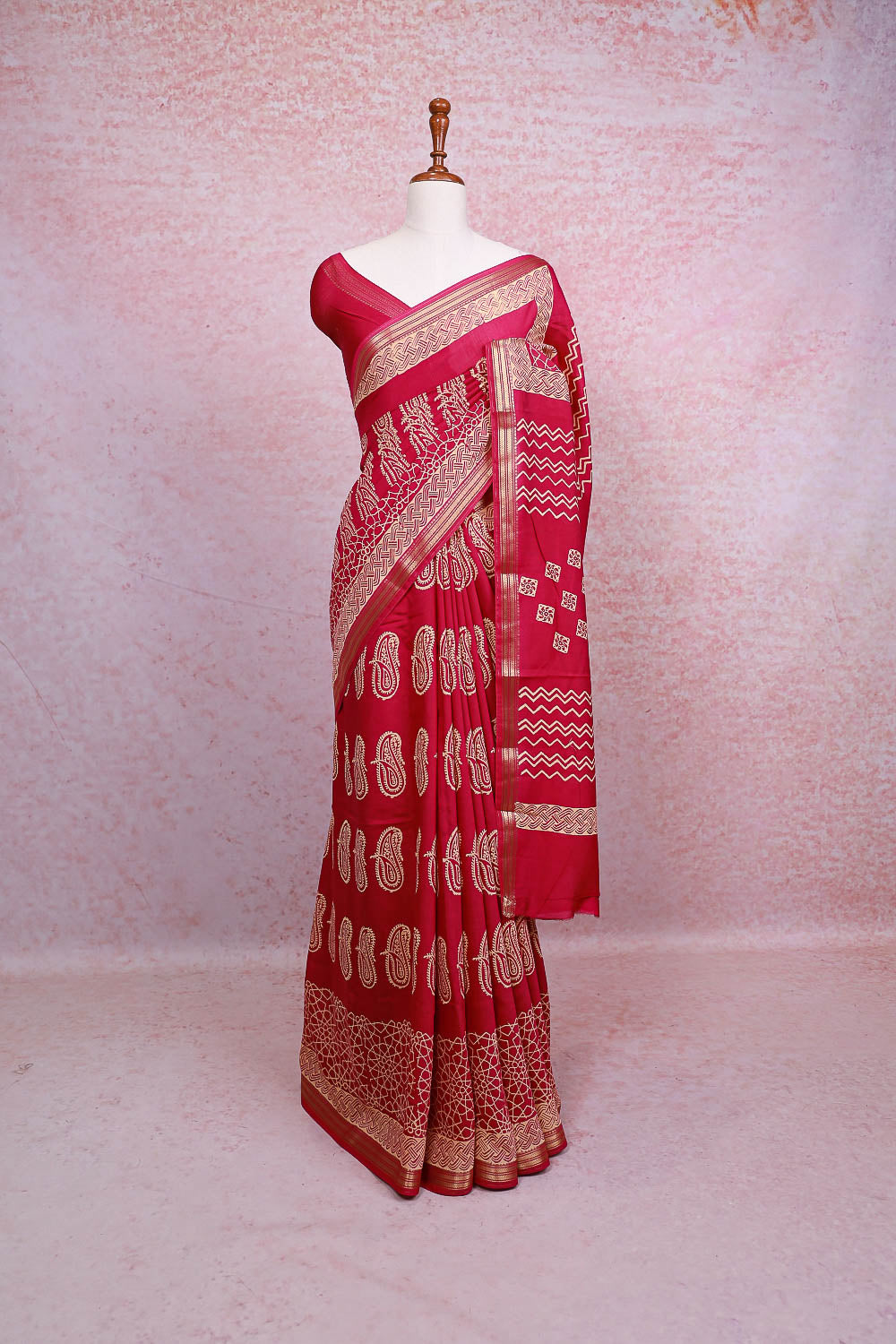 Magenta Semi Chanderi Saree