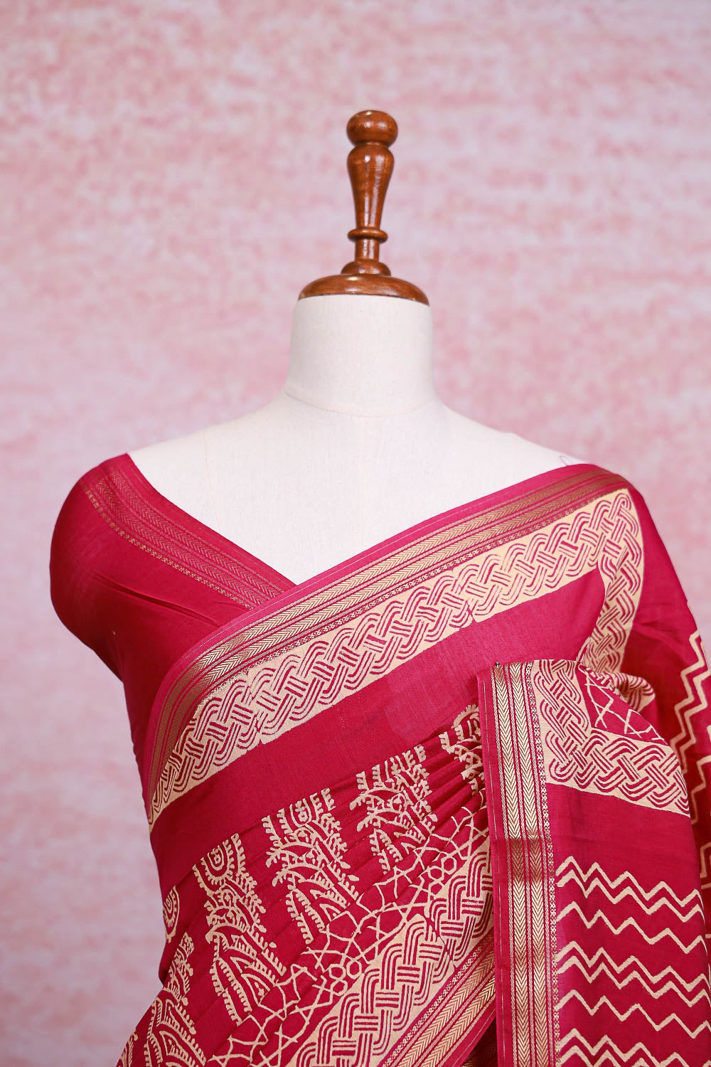 Magenta Semi Chanderi Saree