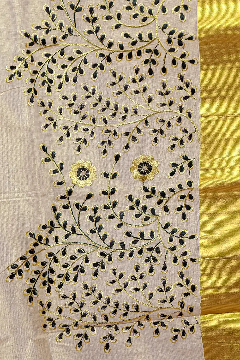 Golden Semi Tissue Kerala Saree