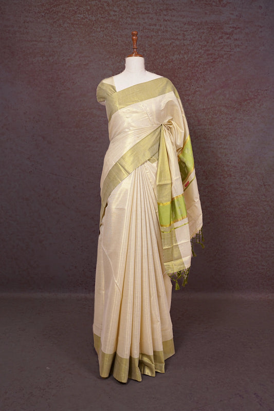 Golden Semi Tissue Kerala Saree - Seematti