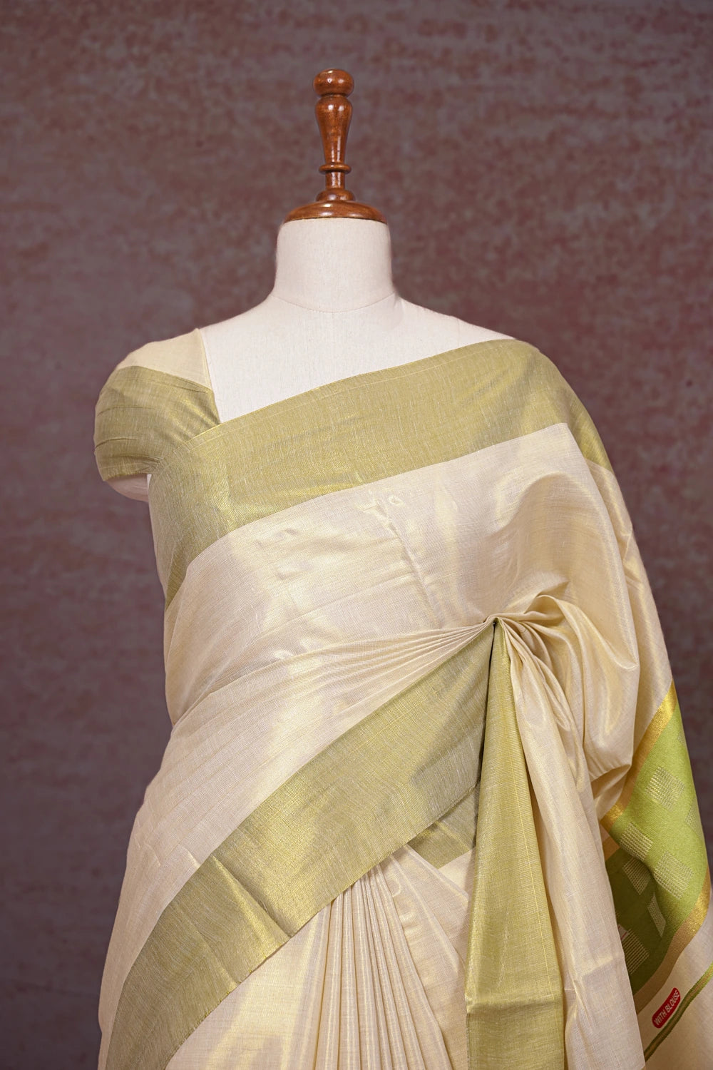 Golden Semi Tissue Kerala Saree
