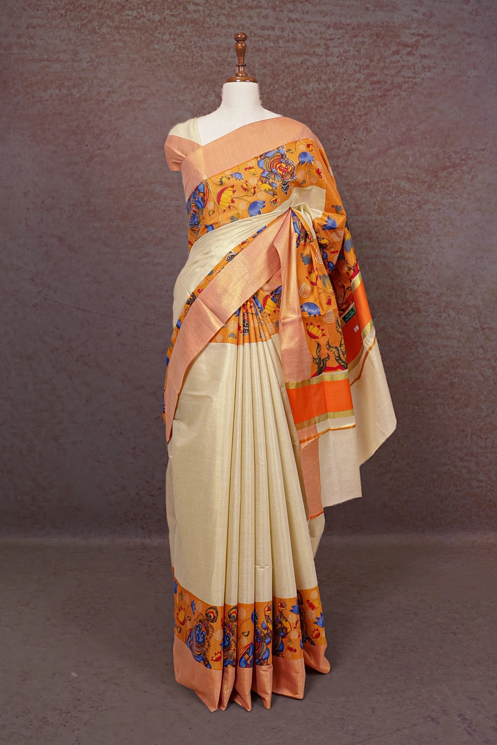 Golden Semi Tissue Kerala Saree