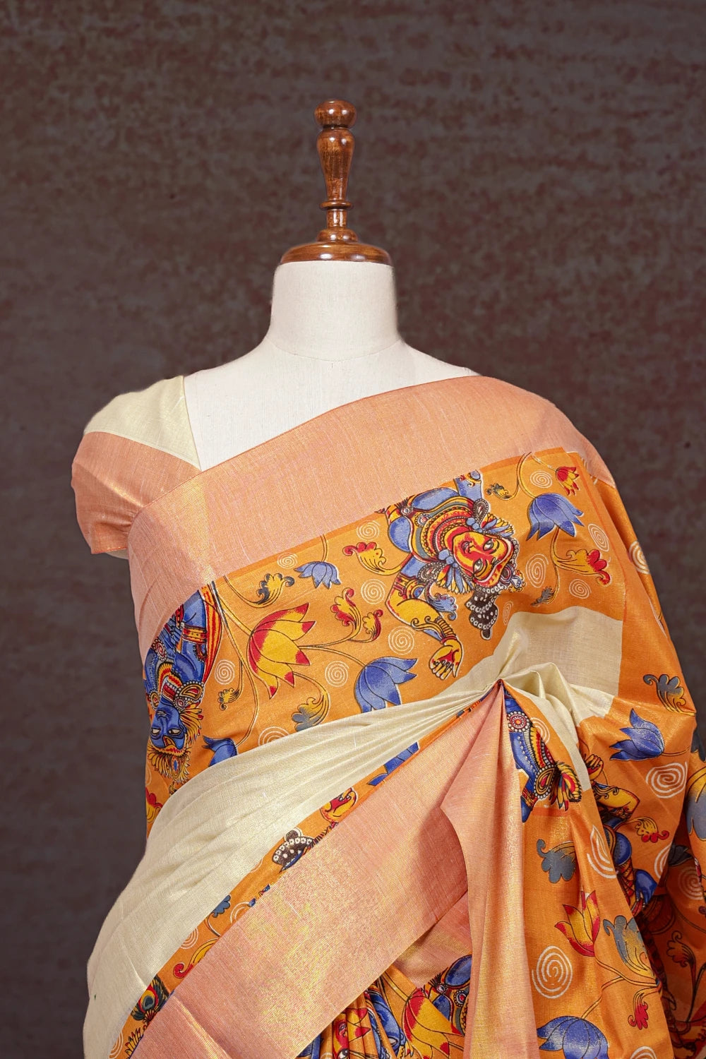Golden Semi Tissue Kerala Saree