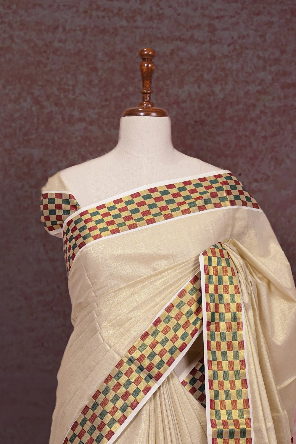 Golden Semi Tissue Kerala Saree