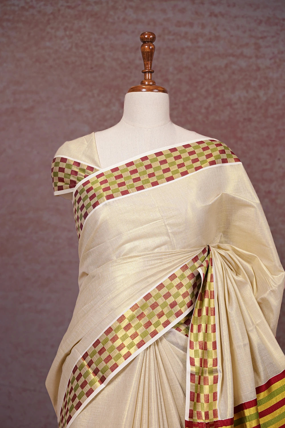 Golden Semi Tissue Kerala Saree