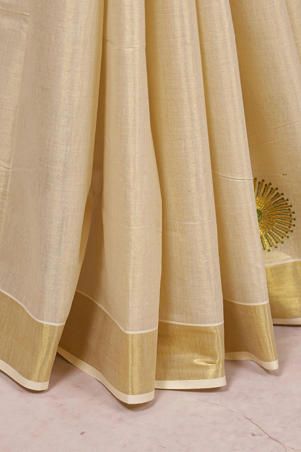 Golden Semi Tissue Kerala Saree