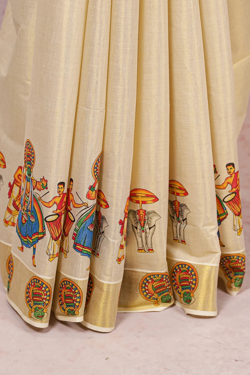 Golden Semi Tissue Kerala Saree