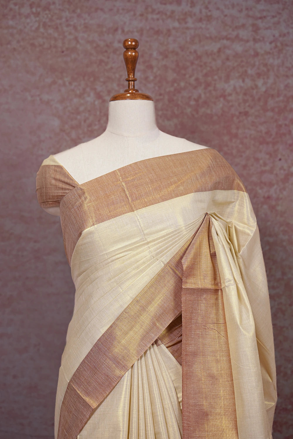 Golden Semi Tissue Kerala Saree