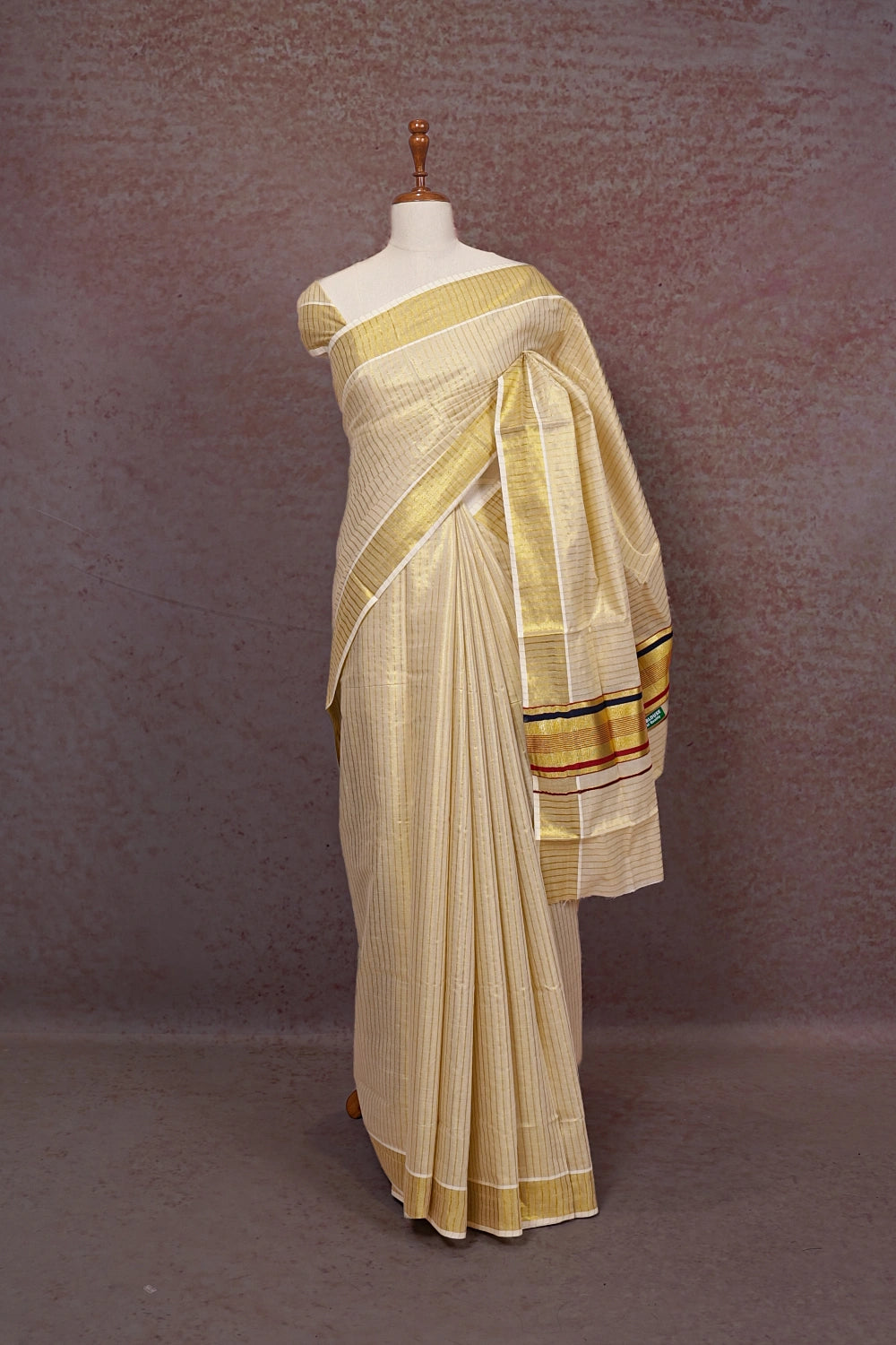Golden Semi Tissue Kerala Saree