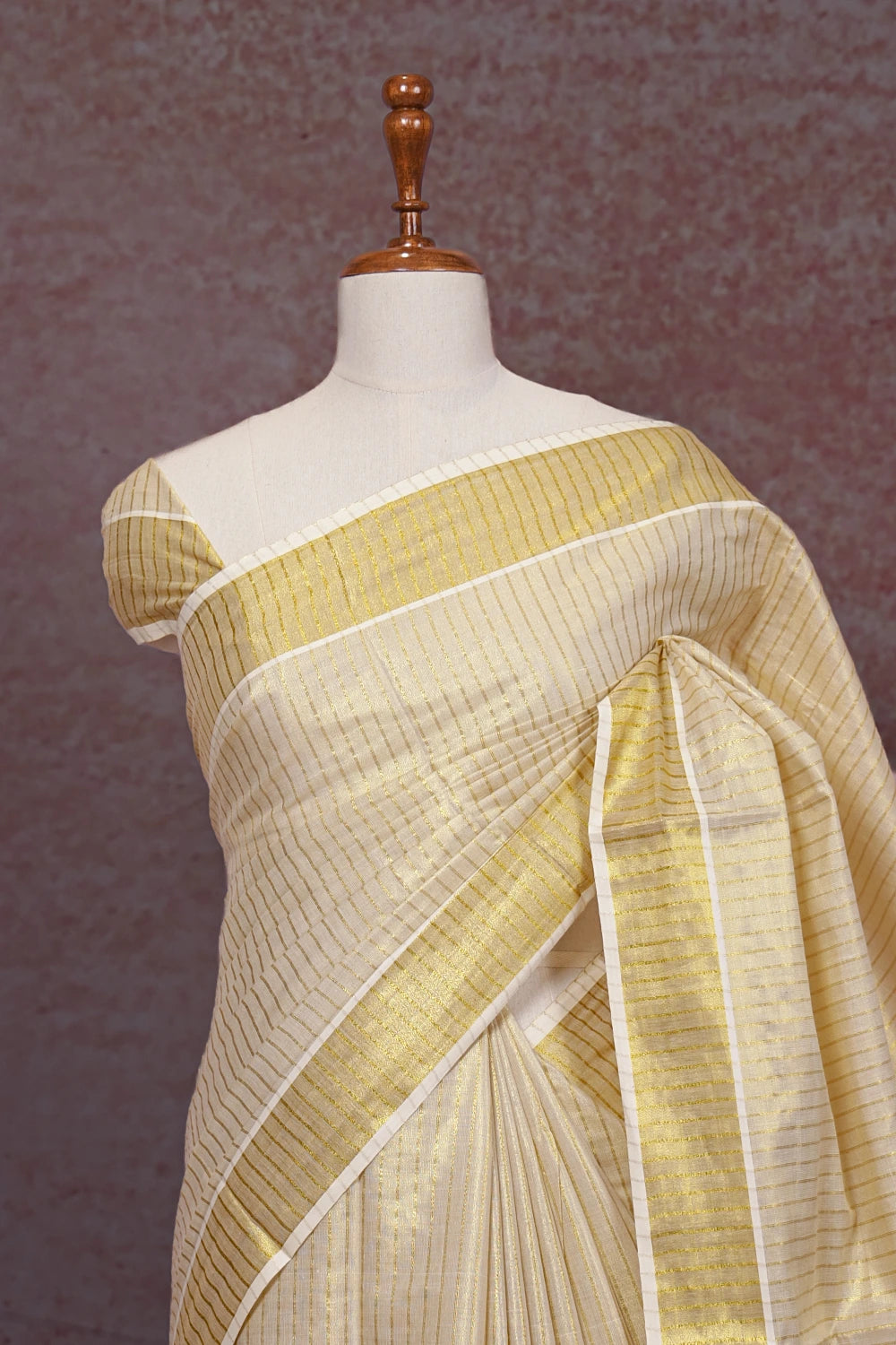 Golden Semi Tissue Kerala Saree