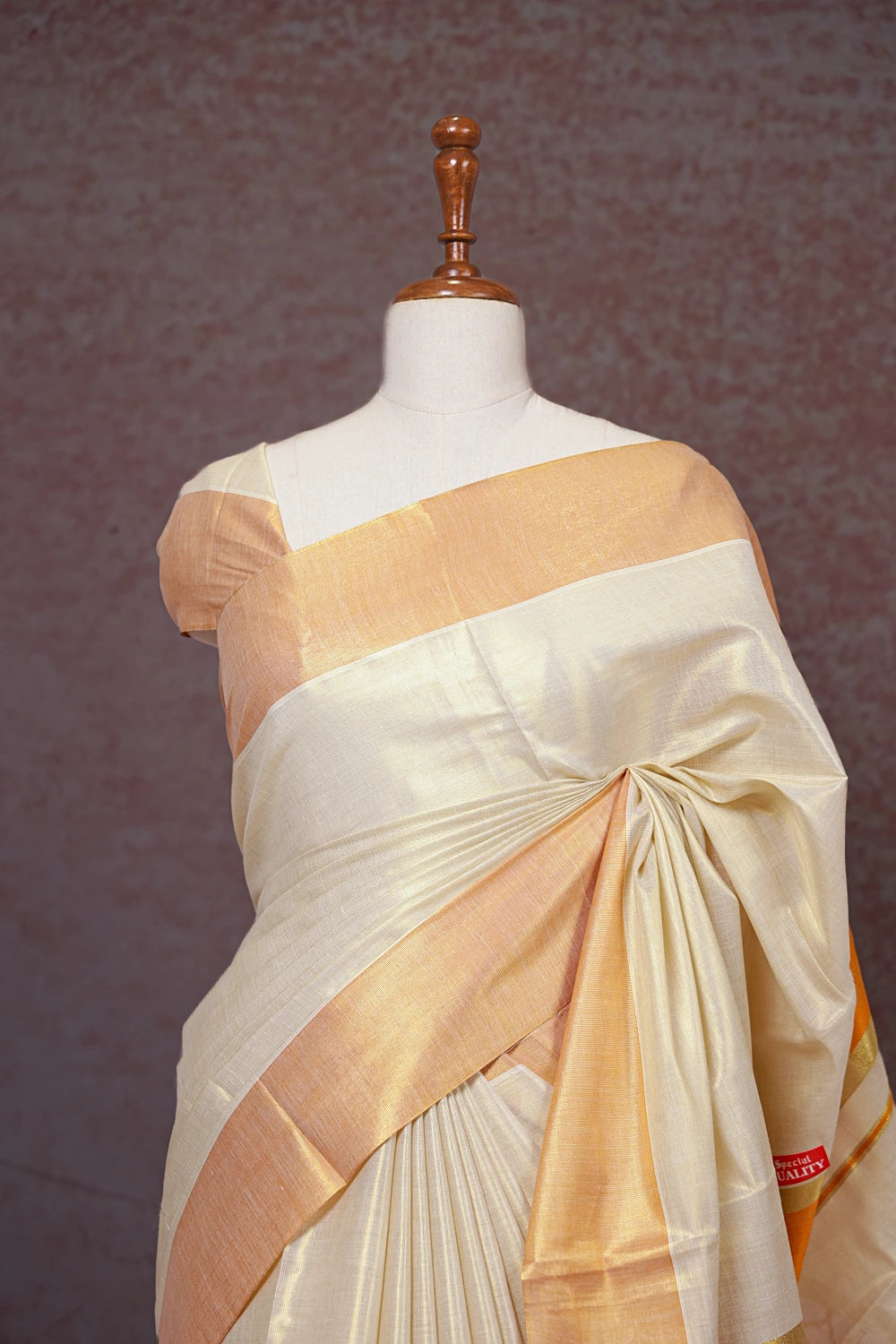 Golden Semi Tissue Kerala Saree