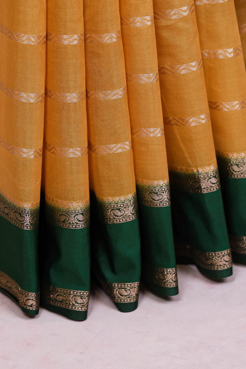 Yellow Semi Crepe Saree