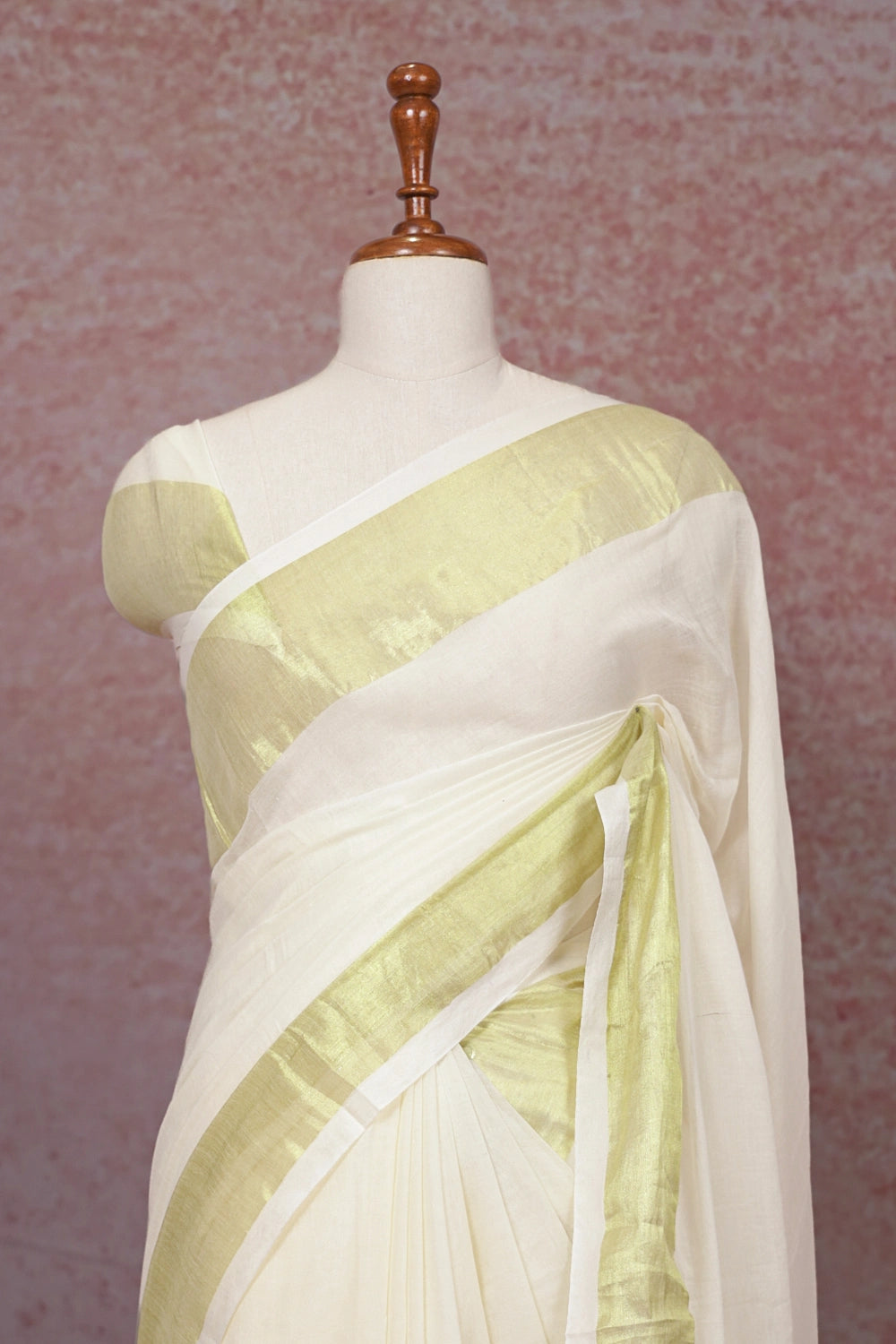 Cream Mul Cotton Kerala Saree