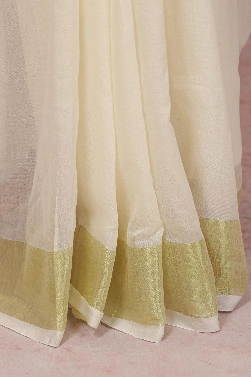 Cream Mul Cotton Kerala Saree