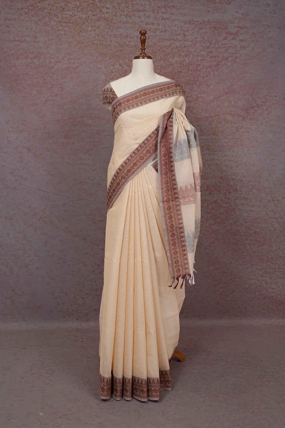 Light Peach Color Cotton Saree
