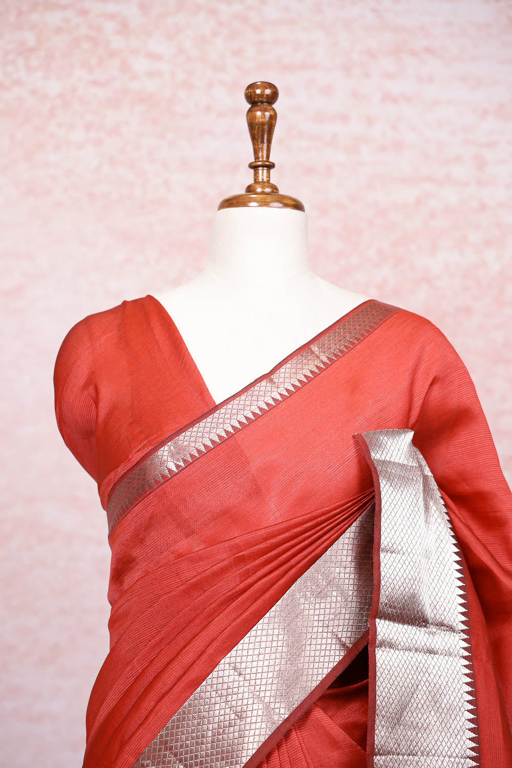Brick Red Semi Tussar Saree
