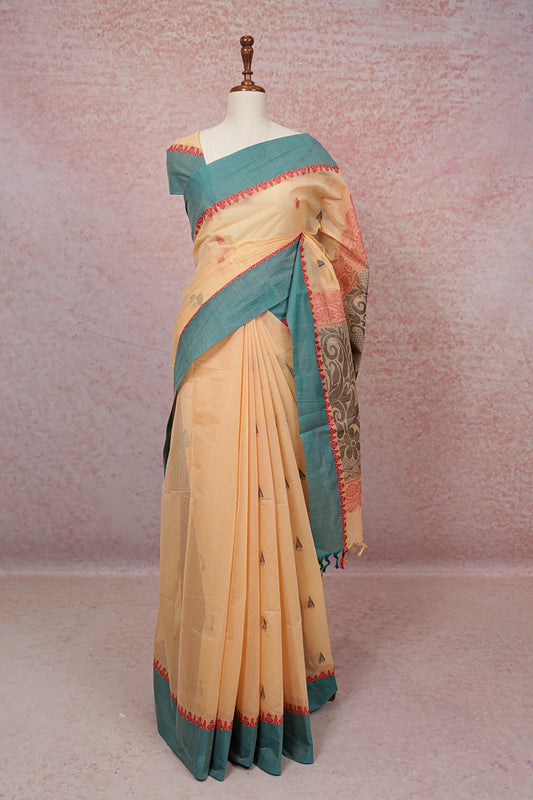 Apricot Color Cotton Saree - Seematti
