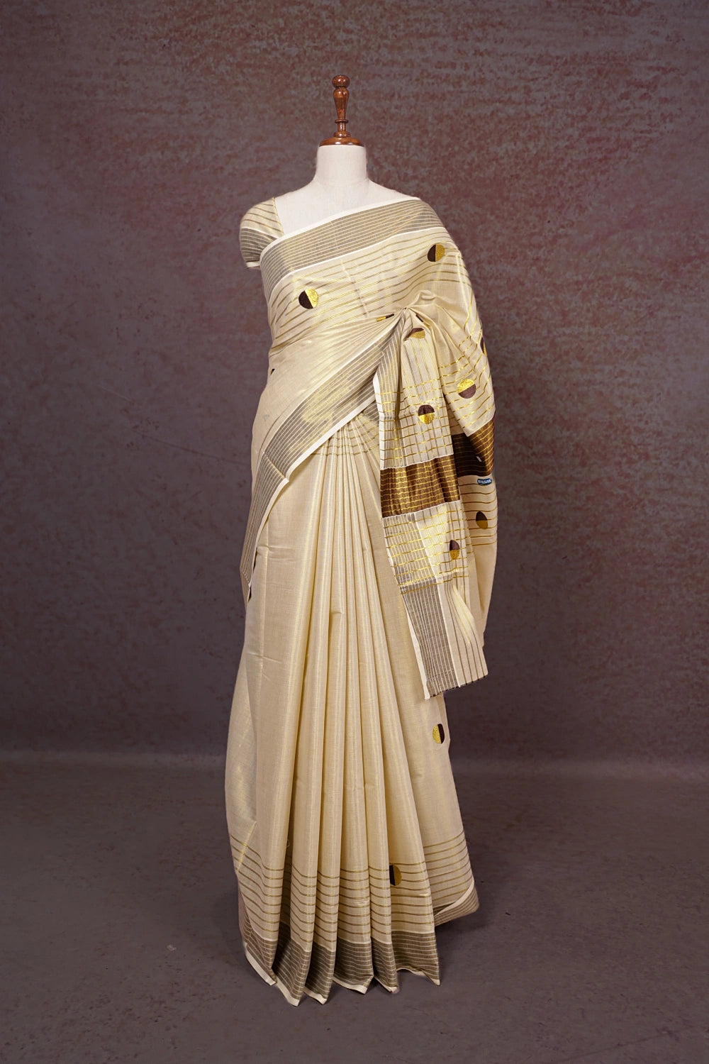Golden Semi Tissue Kerala Saree