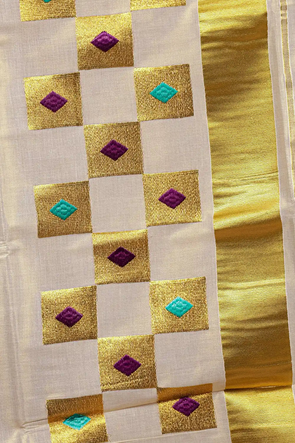 Golden Semi Tissue Kerala Saree