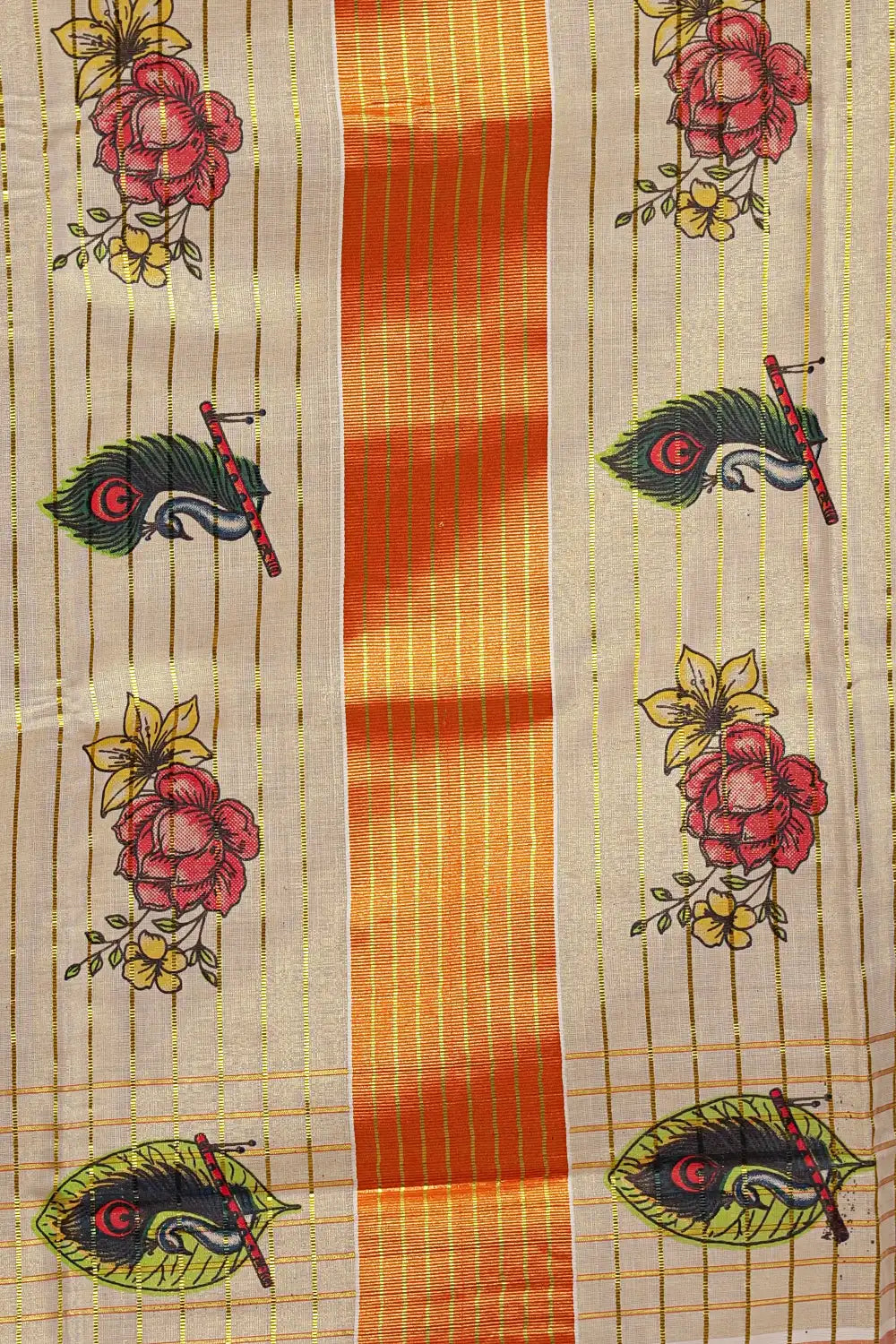Golden Semi Tissue Kerala Saree