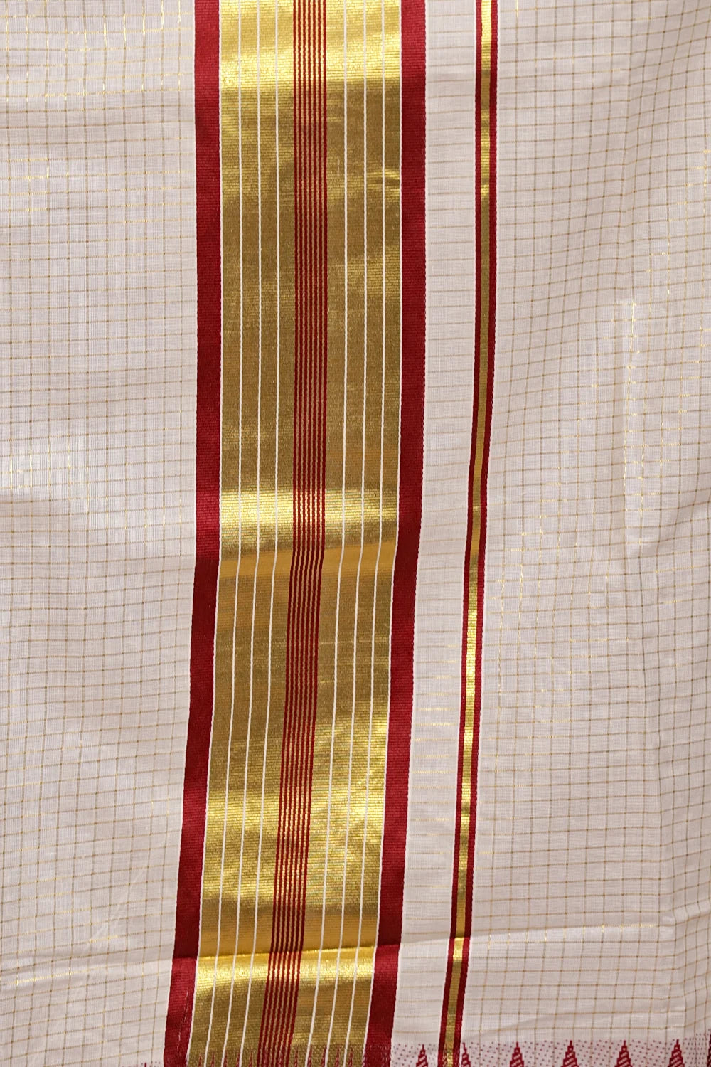 Off White Cotton Kerala Saree