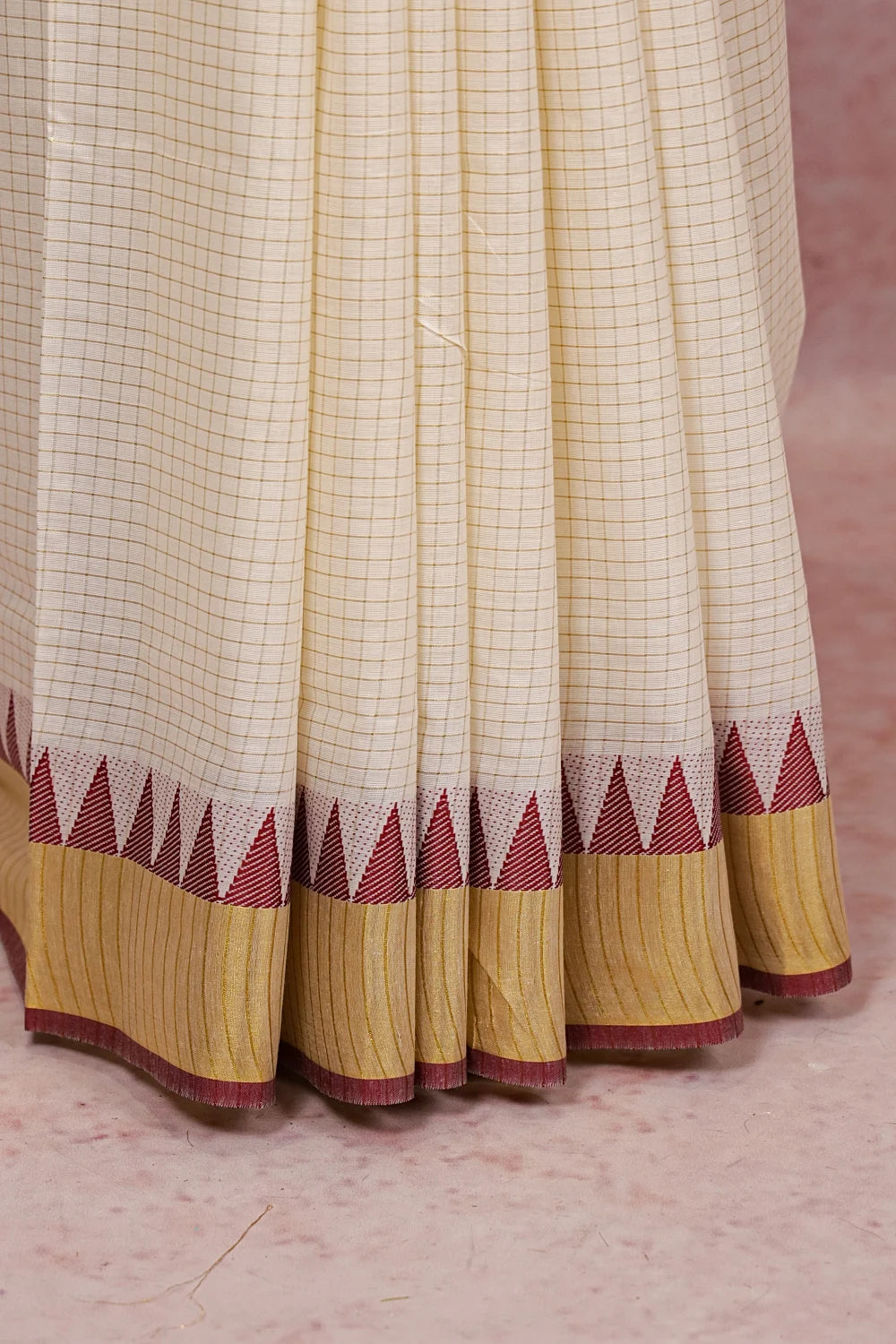 Off White Cotton Kerala Saree